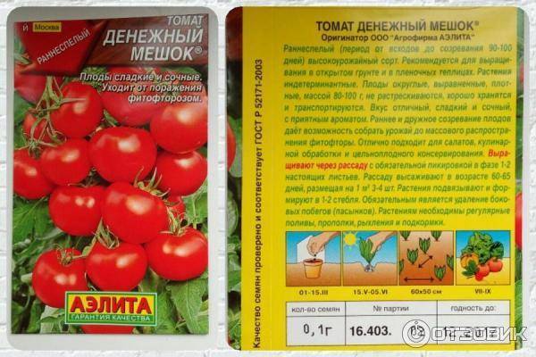 Томат денежный мешок: характеристика и описание сорта от аэлита, отзывы тех кто сажал помидоры об их урожайности, фото куста, видео о том как сажать семена